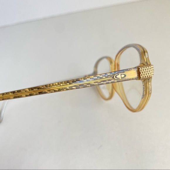 Vintage Christian Dior Eyeglasses Frames Retro 60s 70s Amber Yellow Glasses Demo - Picture 5 of 11